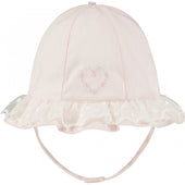 Emile et Rose Girls Lace Frill Sun Hat in Pale Pink